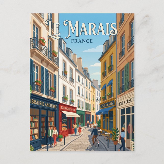 Le Marais Frankrike Vykort (Framsida)