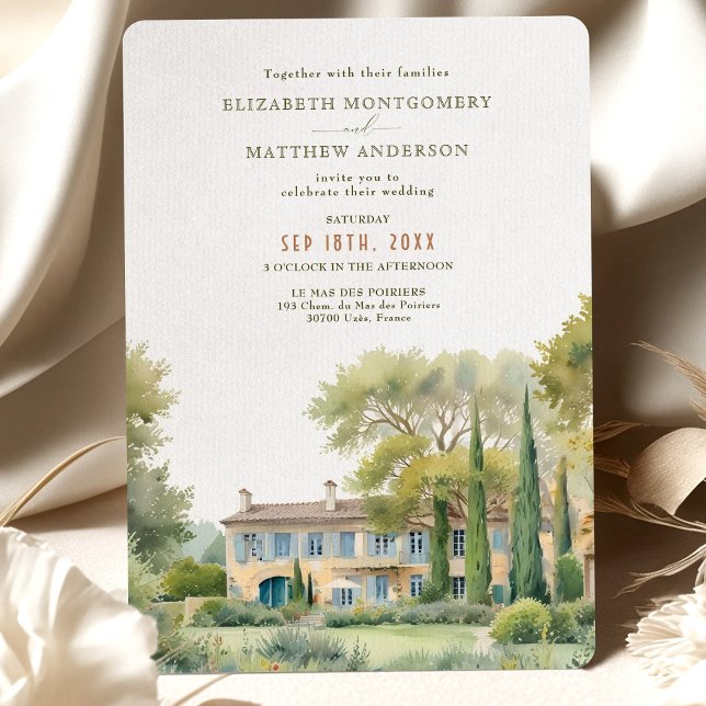 Le Mas des Poiriers Provence Garden Wedding Inbjudningar (Skapare uppladdad)