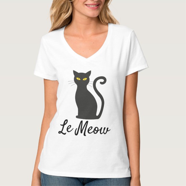 LE MEOW, FRANSK CAT T-Shirts (Framsida)