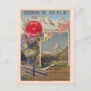 Le Mont Ro Schweiz Vintage affisch 1891 Vykort