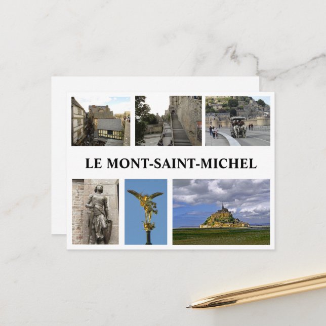 Le Mont Saint Michael, Frankrike Vykort (Fram/Back In Situ)