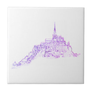 Le Mont Saint Michel Frankrike Architecture Sketch Kakelplatta