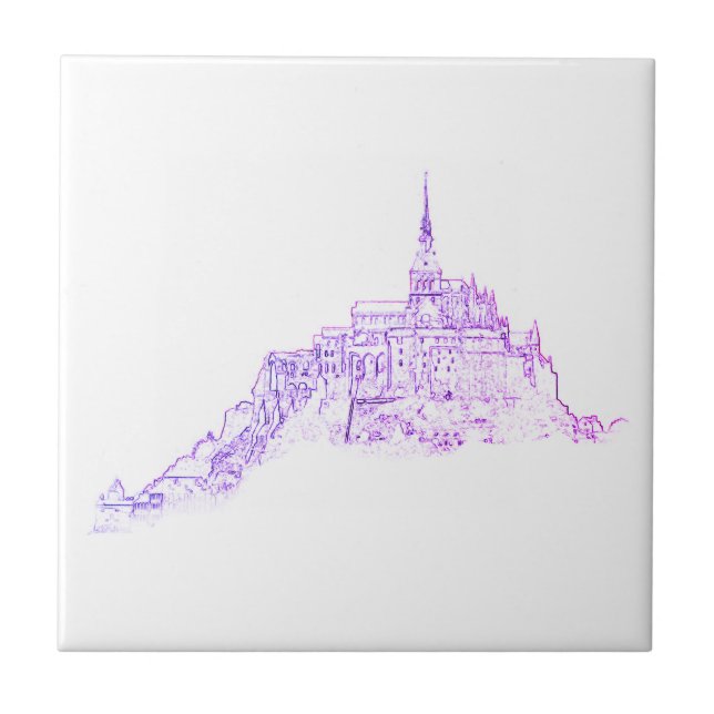 Le Mont Saint Michel Frankrike Architecture Sketch Kakelplatta (Framsidan)