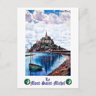 Le Mont-Saint-Michel, Normandie, Frankrike, vintag Vykort