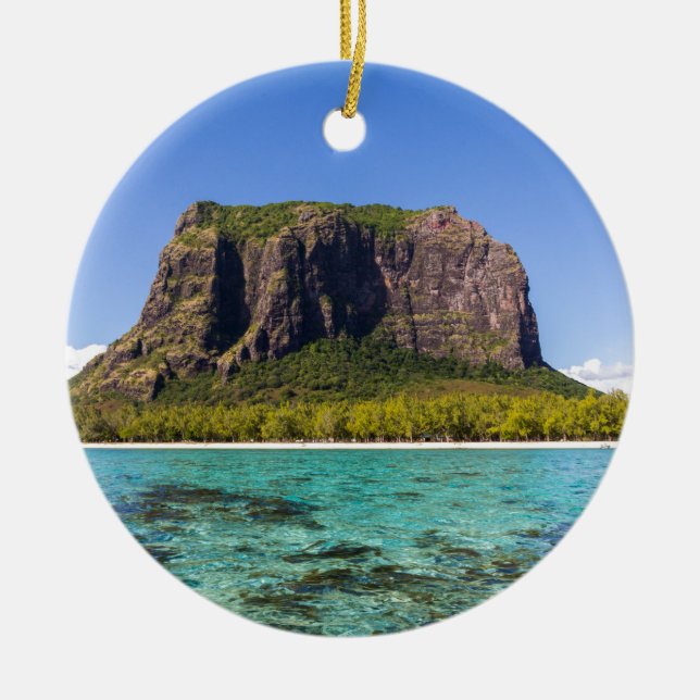 Le Morne Brabant Mauritius med panoramabilt havsom Julgransprydnad Keramik (Framsidan)