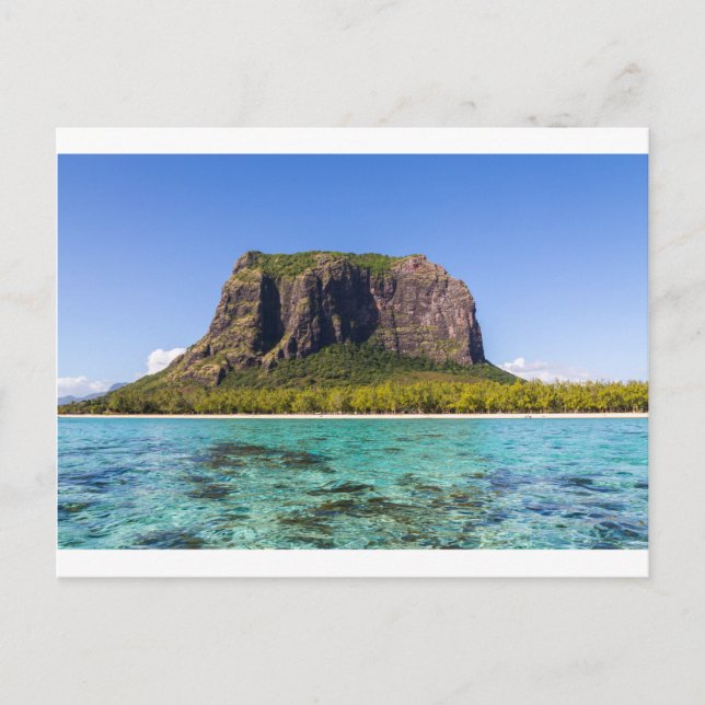 Le Morne Brabant Mauritius med panoramabilt havsom Vykort (Framsida)