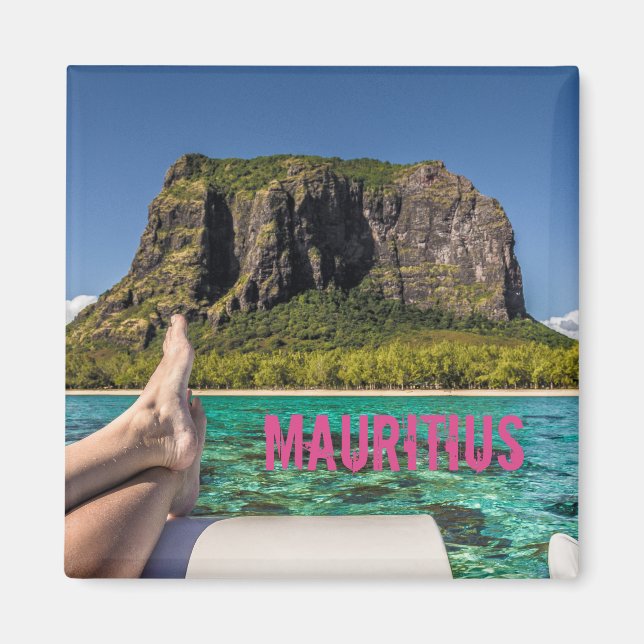 Le Morne Brabant Mauritius vy från båt till havs Magnet (Framsidan)