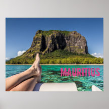 Le Morne Brabant Mauritius vy från båt till havs