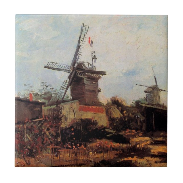 Le Moulin de Blute Fin av Vincent van Gogh Kakelplatta (Framsidan)