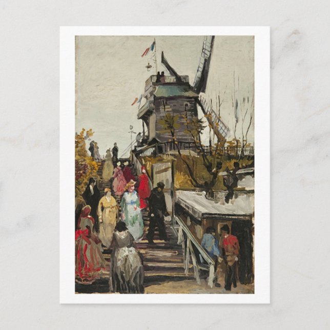 Le Moulin de Blute-Fin, Vincent van Gogh Vykort (Framsida)