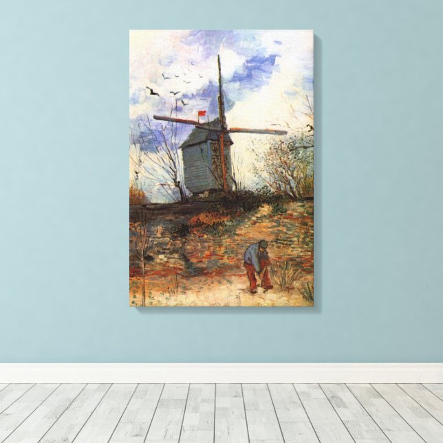 Le Moulin de la Galette av Vincent van Gogh Canvastryck (Insitu (trägolv))