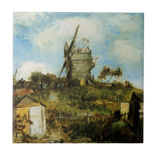 Le Moulin de la Galette av Vincent van Gogh Kakelplatta
