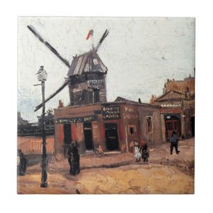 Le Moulin de la Galette av Vincent van Gogh Kakelplatta