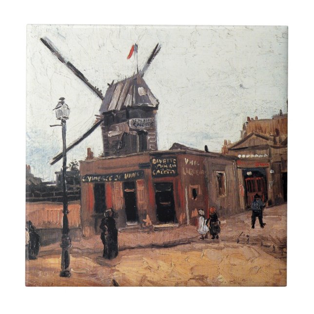 Le Moulin de la Galette av Vincent van Gogh Kakelplatta (Framsidan)