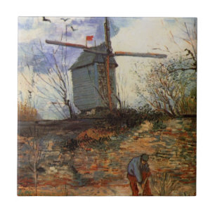 Le Moulin de la Galette av Vincent van Gogh Kakelplatta