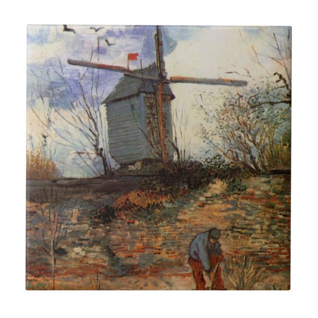 Le Moulin de la Galette av Vincent van Gogh Kakelplatta (Framsidan)