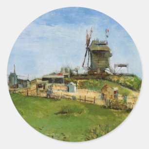 Le Moulin de la Galette av Vincent van Gogh Runt Klistermärke