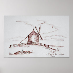 Le Moulin de Moidrey Kvarn Pontorson Poster