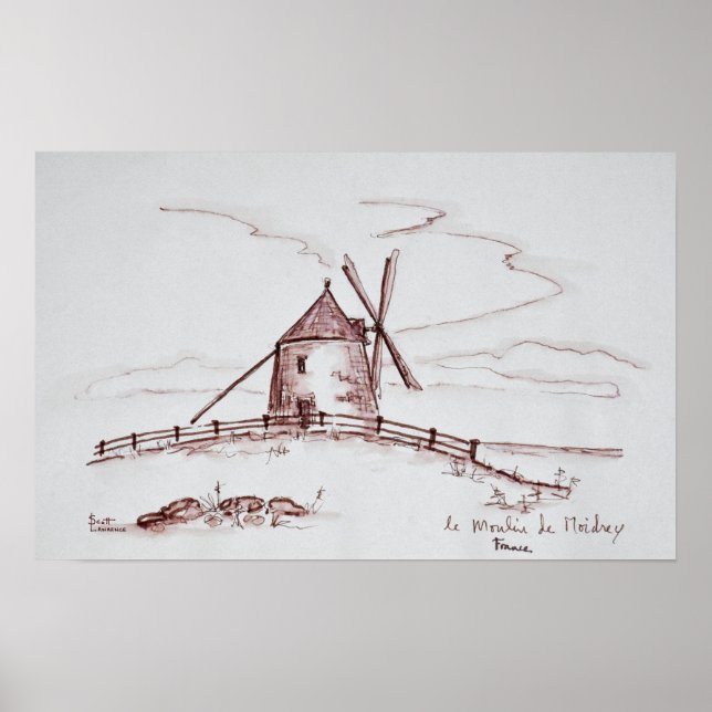 Le Moulin de Moidrey Kvarn | Pontorson Poster (Framsidan)