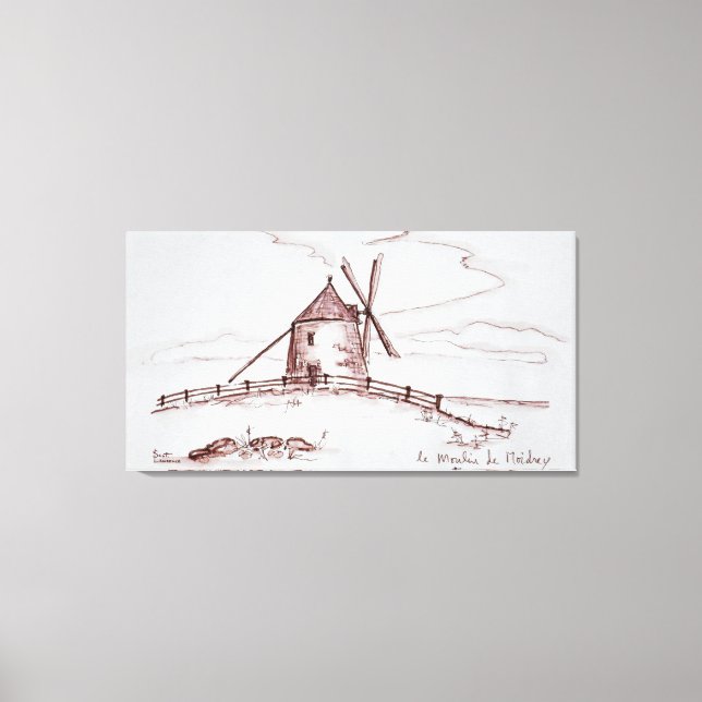 Le Moulin de Moidrey väderkvarn | Pontorson Canvastryck (Framsida)