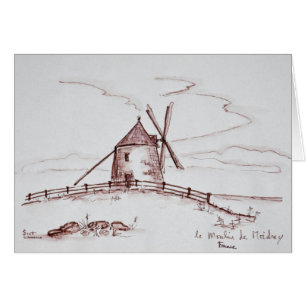 Le Moulin de Moidrey väderkvarn Pontorson Hälsningskort