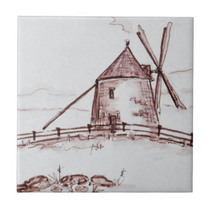 Le Moulin de Moidrey väderkvarn Pontorson Kakelplatta
