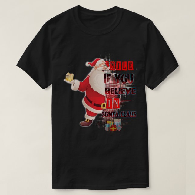 le om du tror på jultomten t shirt (Design framsida)
