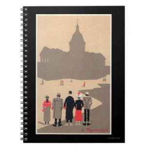 Le Pantheon Art Deco SceneParis, Frankrike Anteckningsbok Med Spiral