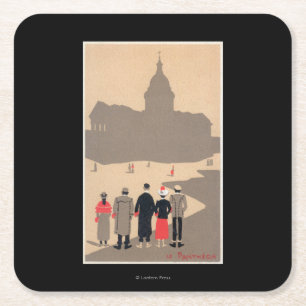 Le Pantheon art déco SceneParis, frankrike Underlägg Papper Kvadrat