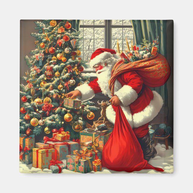 Le Père Noël apporte la joie aux enfants Magnet (Framsidan)