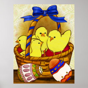 Le Petit Poule Påsk Folk Art Poster
