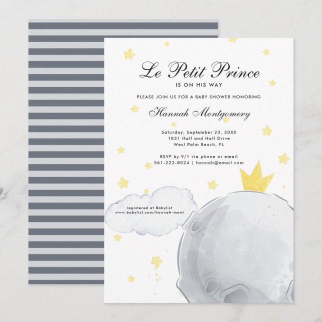 Le Petit Prince | Bebisdusche-inbjudan Inbjudningar (Fram/baksida)