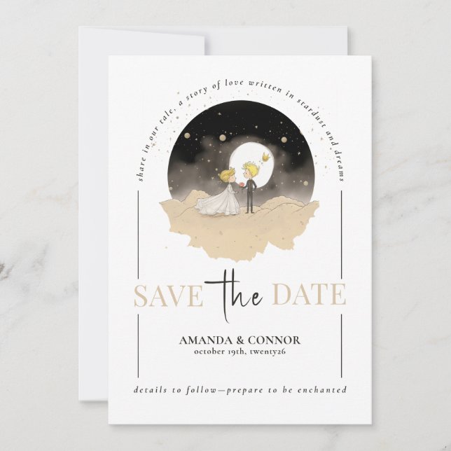 Le Petit Prince och Bride Save the Date Call Inbjudningar (Framsida)