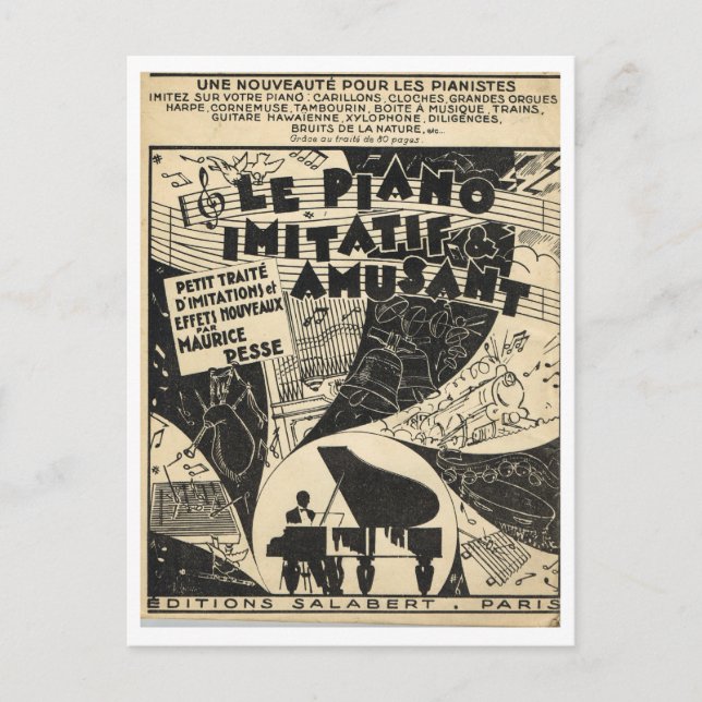 Le Piano Imitatif et Amusant, lakan musik Vykort (Framsida)