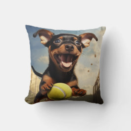 🐶 le Pinscher Puppy med Tennis boll Kudde