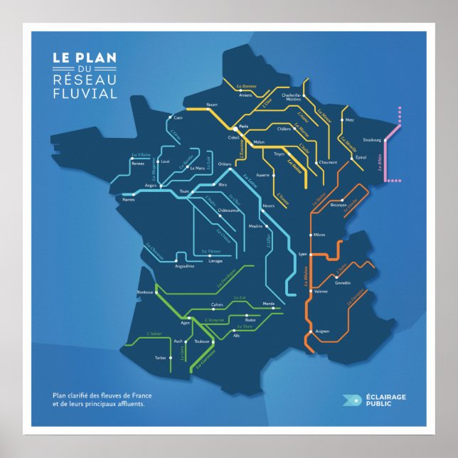 Le plan du réseau fluvial de France Poster (Framsidan)