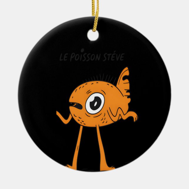 Le Poisson Steve Cute & Funny Julgransprydnad Keramik (Framsidan)