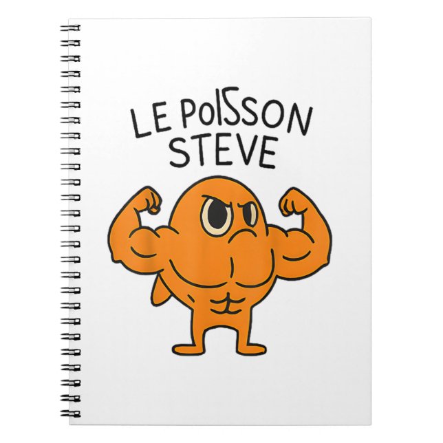 Le Poisson Steve Funny Muscular Fish Tecknad Anteckningsbok (Framsidan)