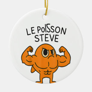 Le Poisson Steve Funny Muscular Fish Tecknad Julgransprydnad Keramik