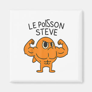 Le Poisson Steve Funny Muscular Fish Tecknad Magnet