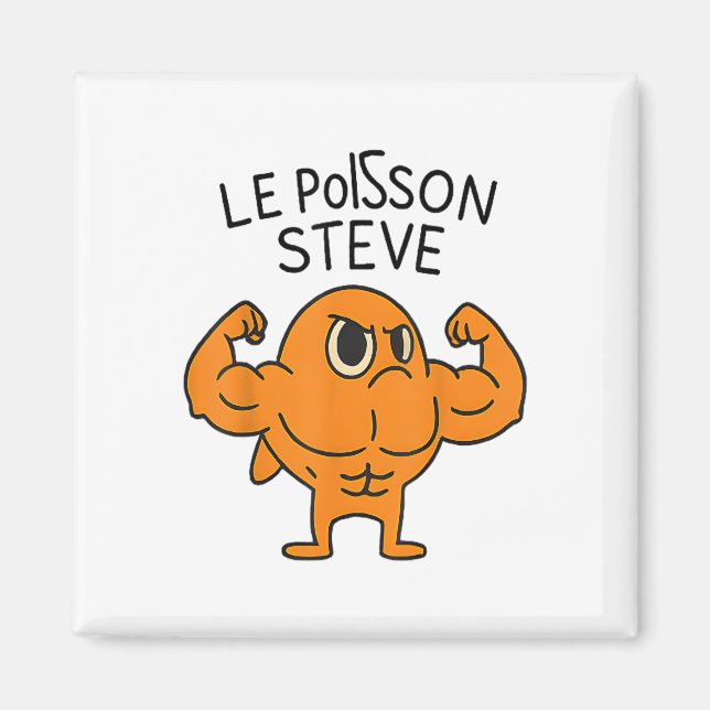 Le Poisson Steve Funny Muscular Fish Tecknad Magnet (Framsidan)