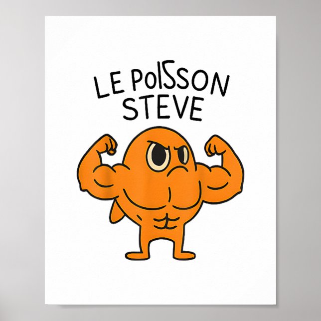 Le Poisson Steve Funny Muscular Fish Tecknad Poster (Framsidan)