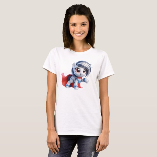 Le poney héroïque à la crinière argentée. t shirt (Hel framsida)
