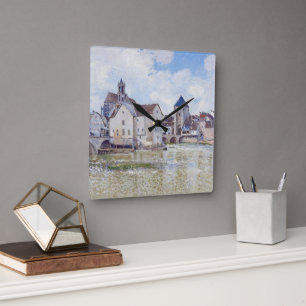 Le Pont de Moret, Alfred Sisley Fyrkantig Klocka