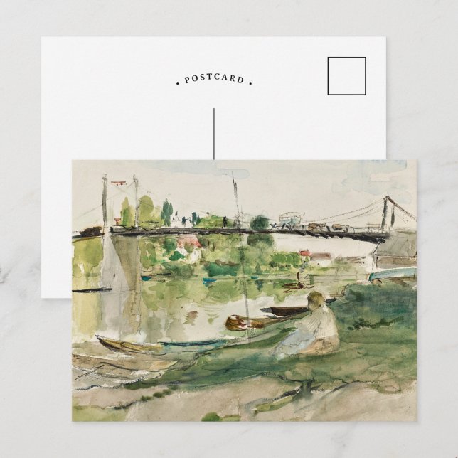 Le Pont sur l’Oise | Berthe Morisot Vykort (Fram/baksida)