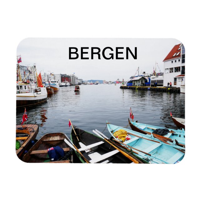 Le port de Bergen en Norvège Magnet (Horisontell)