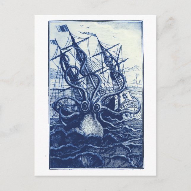 Le Poulpe Colossal 1801 Blue Vykort (Framsida)