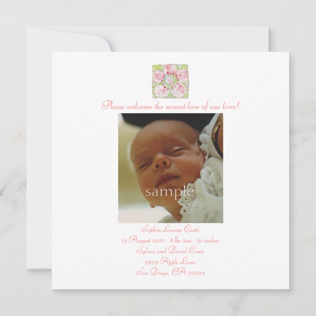 le Printemps födelsemeddelande Meddelande (Baksida)