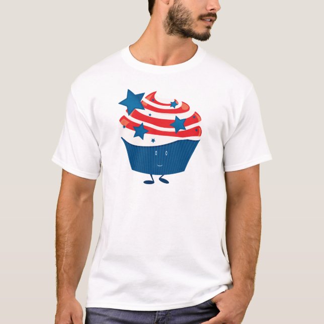 Le röd vit- och blåttmuffin t shirt (Framsida)