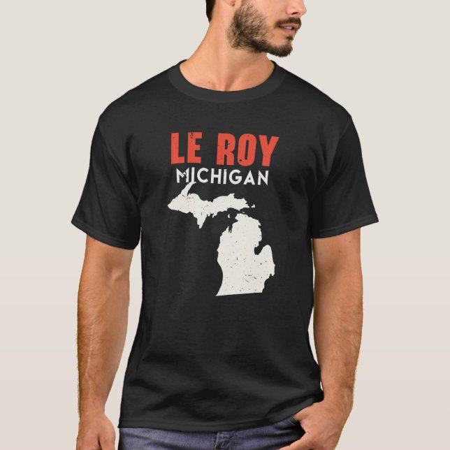 Le Roy Michigan USA, USA, State America Travel Mic T Shirt (Framsida)